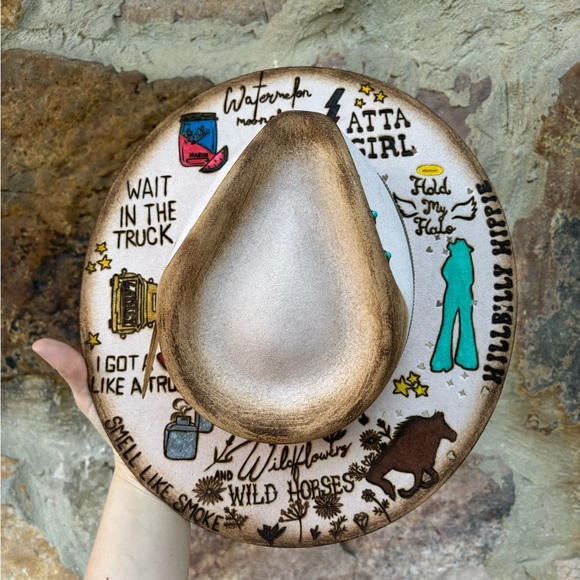 SOLD PLEASE READ DESCRIPTION
New Charlie 1 Horse Lainey Wilson Hand burned Hat - Picture 2 of 10